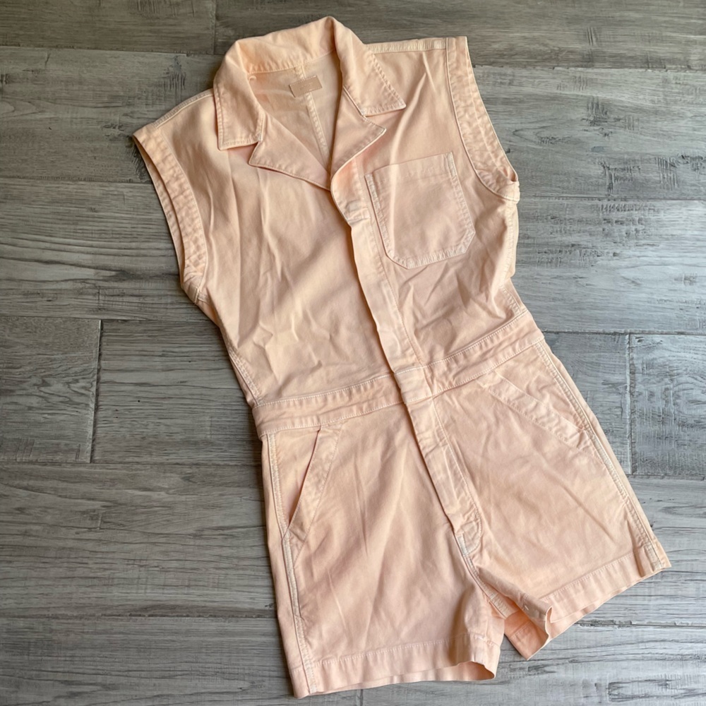 MOTHER Peach Sleeveless Cotton Romper